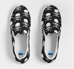 Skull and Crossbones Slip On Canvas Shoes