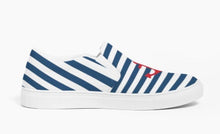 Load image into Gallery viewer, Navy Stripes and Anchor Slip On Canvas Shoes