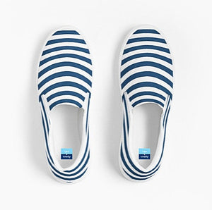 Navy Striped Slip On Canvas Shoes