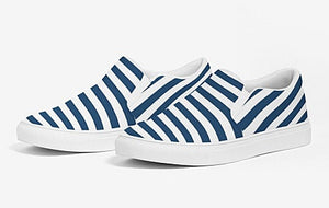 Navy Striped Slip On Canvas Shoes