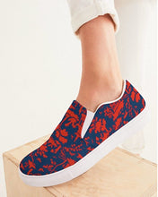 Load image into Gallery viewer, Navy and Red Chinoiserie Slip On Canvas Shoes