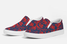 Load image into Gallery viewer, Navy and Red Chinoiserie Slip On Canvas Shoes