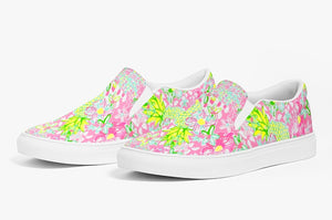 Lilly-Style Pineapple Pink and Green Slip On Canvas Shoes