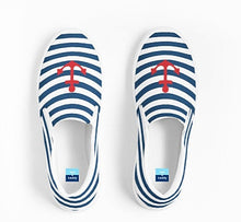 Load image into Gallery viewer, Navy Stripes and Anchor Slip On Canvas Shoes