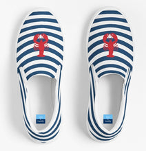 Load image into Gallery viewer, Navy Stripes and Lobster Slip On Canvas Shoes
