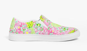 Lilly-Style Pineapple Pink and Green Slip On Canvas Shoes