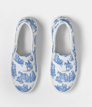 Load image into Gallery viewer, Blue Toile Slip On Canvas Shoes