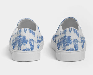 Blue Toile Slip On Canvas Shoes