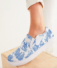 Load image into Gallery viewer, Blue Toile Slip On Canvas Shoes