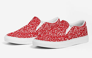Red Hearts and Love Slip On Canvas Shoes