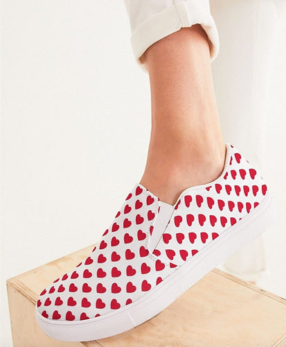 Red Heart Slip On Canvas Shoes