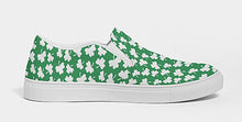 Load image into Gallery viewer, White and Green Shamrock Slip On Canvas Shoes