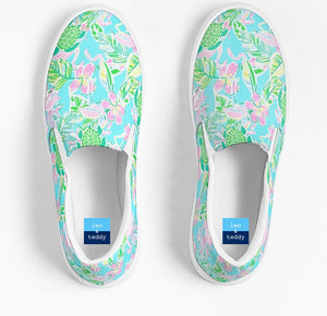 Lilly-Style Floral Pink Flamingo Slip On Canvas Shoes